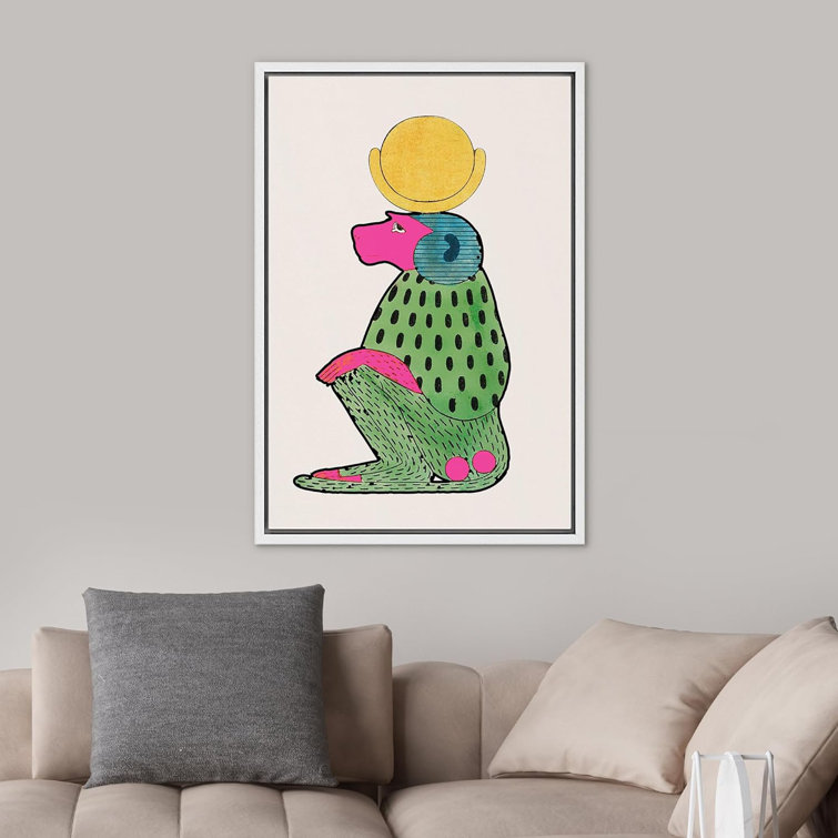Bright Preppy Animals IDEA4WALL Framed Canvas Print Wall Art Room Decor Pattern Nature Wilderness Drawings Boho Chic Colorful For Living Room